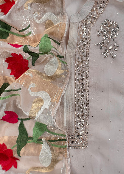 Organza unstitched suit with dupatta

