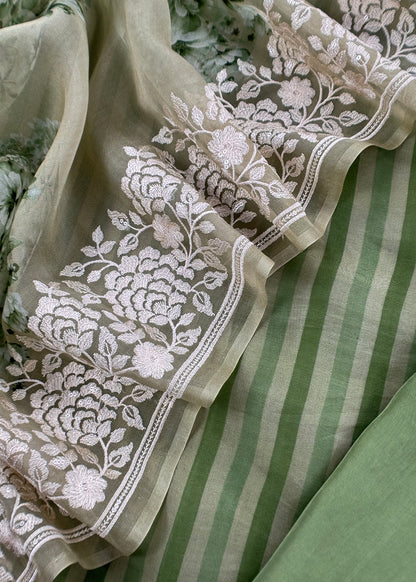 Premium quality kora silk unstitched suit with dupatta

