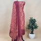 Rust Pure Maheshwari Silk Suit With Dupatta