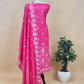 Pink Raw silk Suit Fabric With Gold Tissue Applique Work