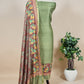 Mehndi Green Maheshwari Unstitched Suit With Kantha Work