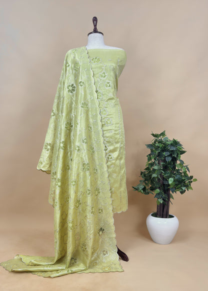 Cutwork Tissue Silk Suit With Dupatta