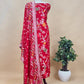 Red Organza Silk Suit Fabric With Multicolour Resham Zari Weaving