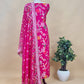 Red Organza Silk Suit Fabric With Multicolour Resham Zari Weaving
