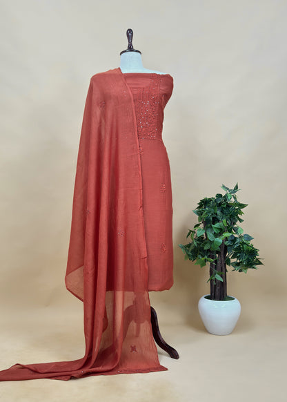Yellow Chikankari Mul Cotton Suit With Dupatta