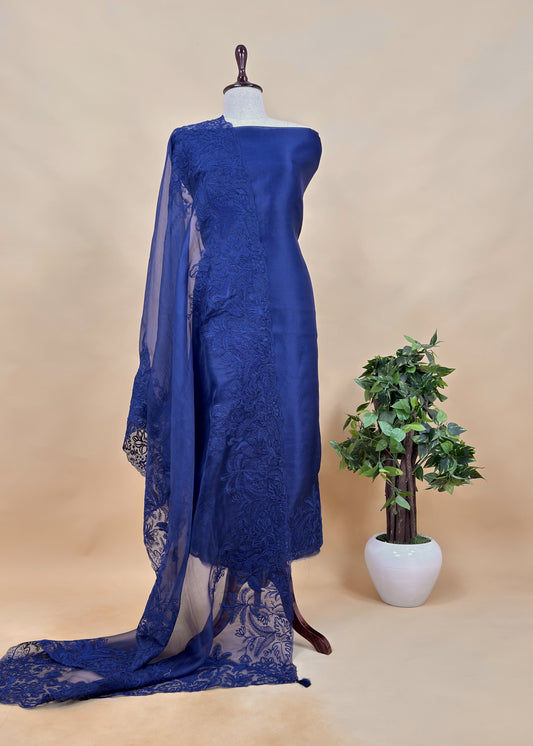 Organza unstitched suit with dupatta

