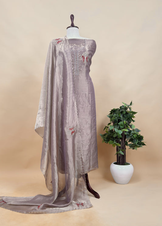 Gold Son Chiraiya Pure Tissue Silk Suit with Shikagarh Hand Embroidery