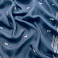 Oxford Blue Handloom Chanderi Unstitched Dupatta-suit with Aari Embroidery