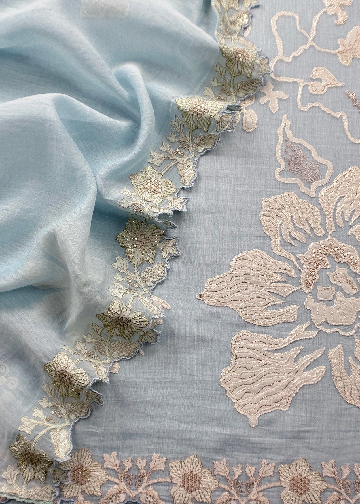 mulmul unstitched suit with dupatta

