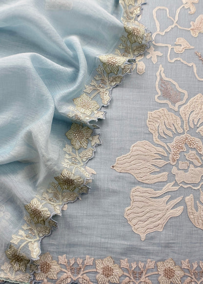 mulmul unstitched suit with dupatta

