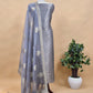 Grey Banarasi Silk Brocade Suit With Organza Dupatta