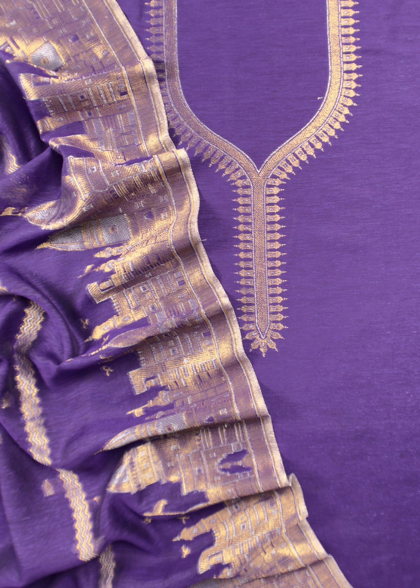 Purple Premium Cotton Silk Suit With Kani Zari Weaving