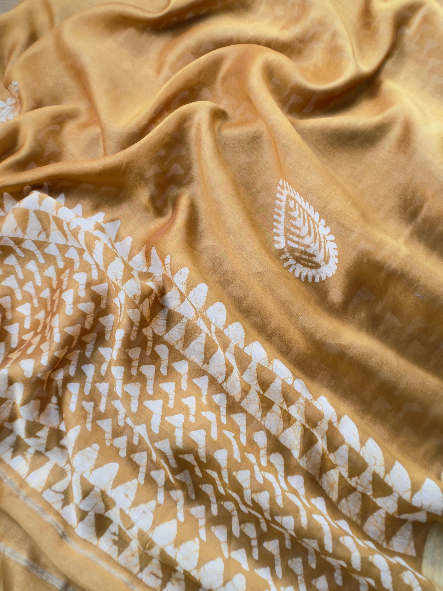 Yellow Handloom Sotha Maheshwari Silk Suits Set With Block Print