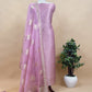 Light Pink Banarasi Silk Brocade Suit With Organza Dupatta