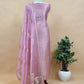 Light Pink Banarasi Silk Brocade Suit With Organza Dupatta