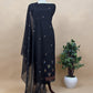 Black Chidiya Jamdani Weaved Unstitched Suit In Chanderi