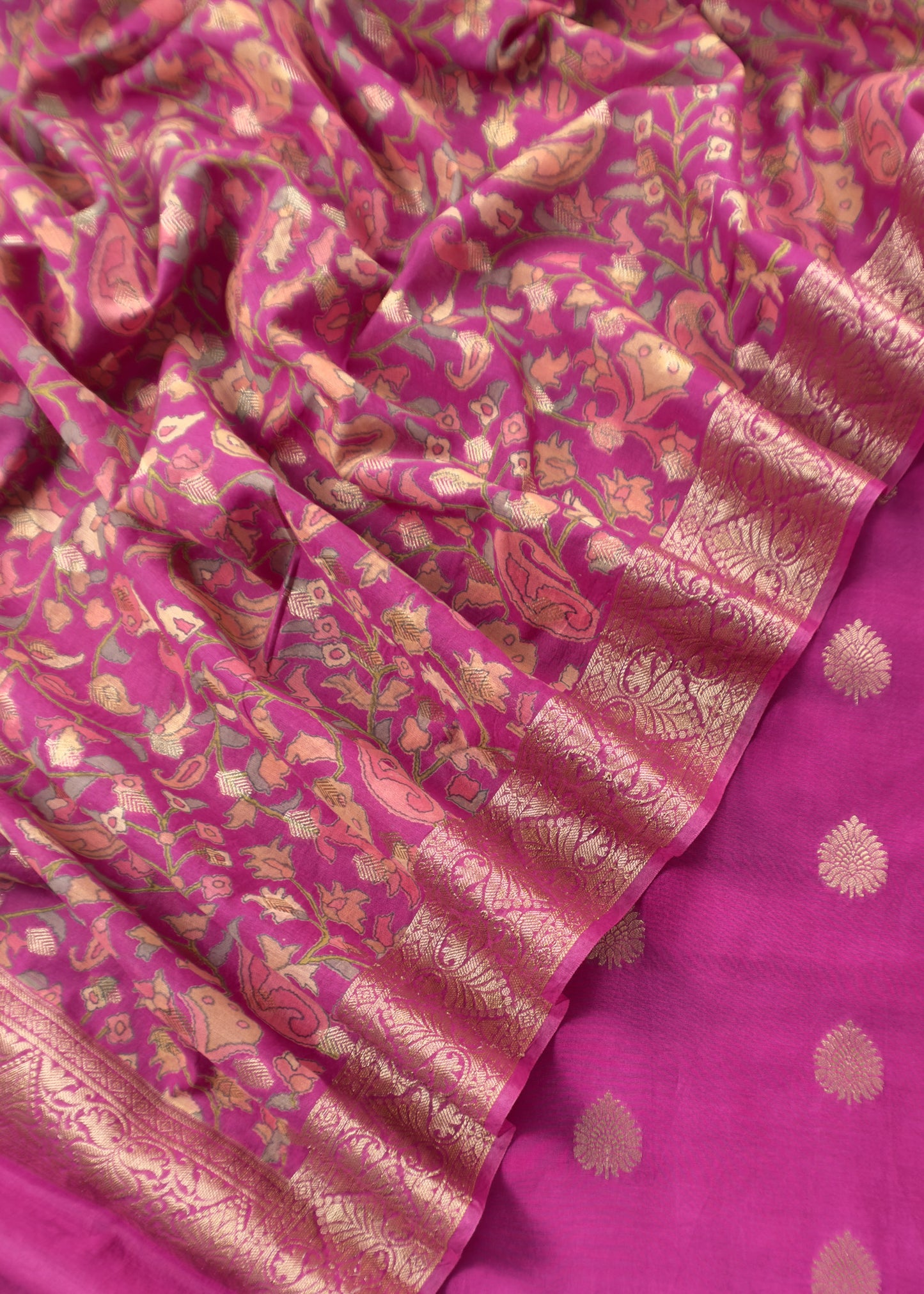 Pink Banarasi Suit With Kalamkari Dupatta