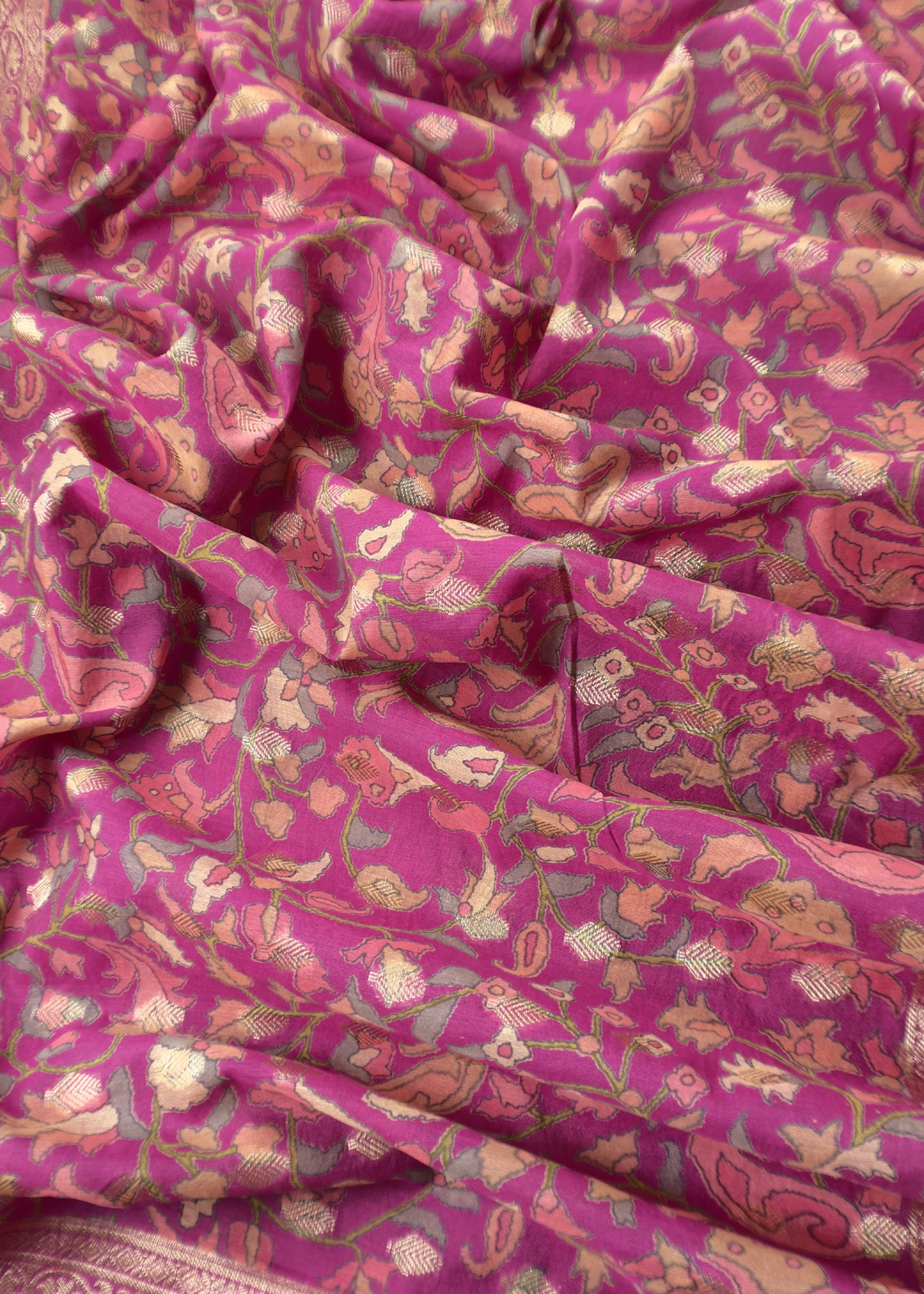 Pink Banarasi Suit With Kalamkari Dupatta