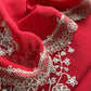 Mulmul suit set with floral appliqué work

