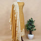 Yellow Floral Jamdani Weaved Unstitched Suit In Linen Chanderi