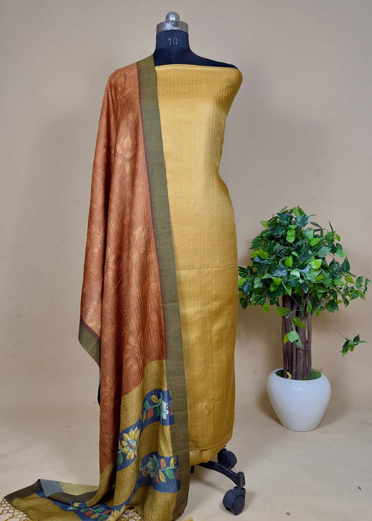 Pure Pashmina Suit With Kalamkari Dupatta