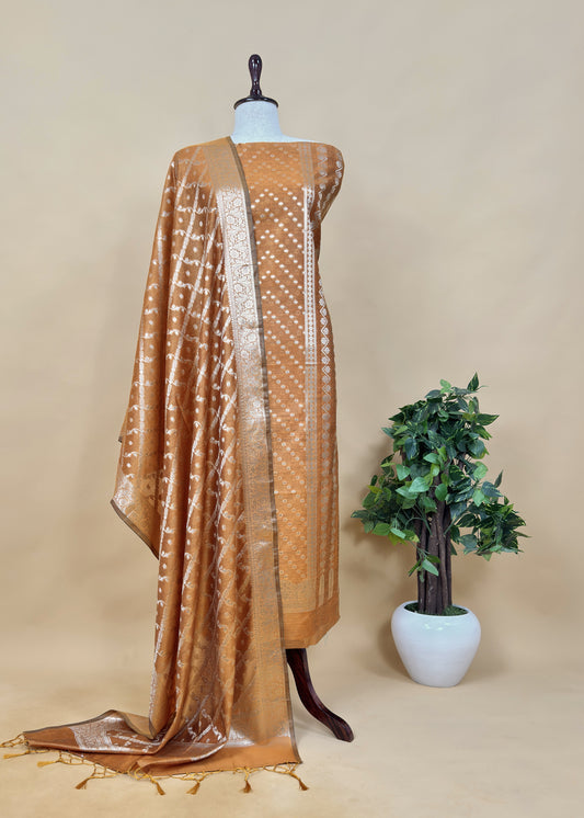 Yellow Banarasi Chanderi Silk Suit In Zari Work