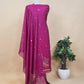 Brown Linen Chanderi Unstitched Suit With Jamdani Weaving