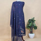 Brown Linen Chanderi Unstitched Suit With Jamdani Weaving