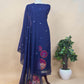 Black Linen Chanderi Unstitched Suit With Pichwai Jamdani Weaving