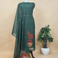 Black Linen Chanderi Unstitched Suit With Pichwai Jamdani Weaving