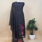 Black Linen Chanderi Unstitched Suit With Pichwai Jamdani Weaving