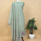 Blue Linen Chanderi Suit Fabric With Traditional Jamdani Weaving