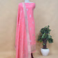 Pink Handloom Linen Silk With Kadwa Weaves