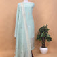 Green Handloom Blue Linen Silk With Kadwa Weaves