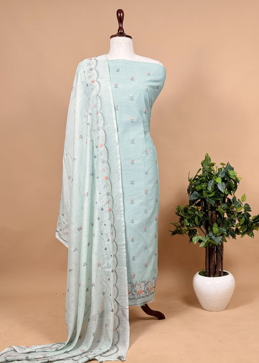 Bluebell Phool-Patti Embroidered Handloom Chanderi Unstitched Dupatta Suit