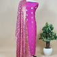 Purple Banarasi Suit With Kalamkari Dupatta