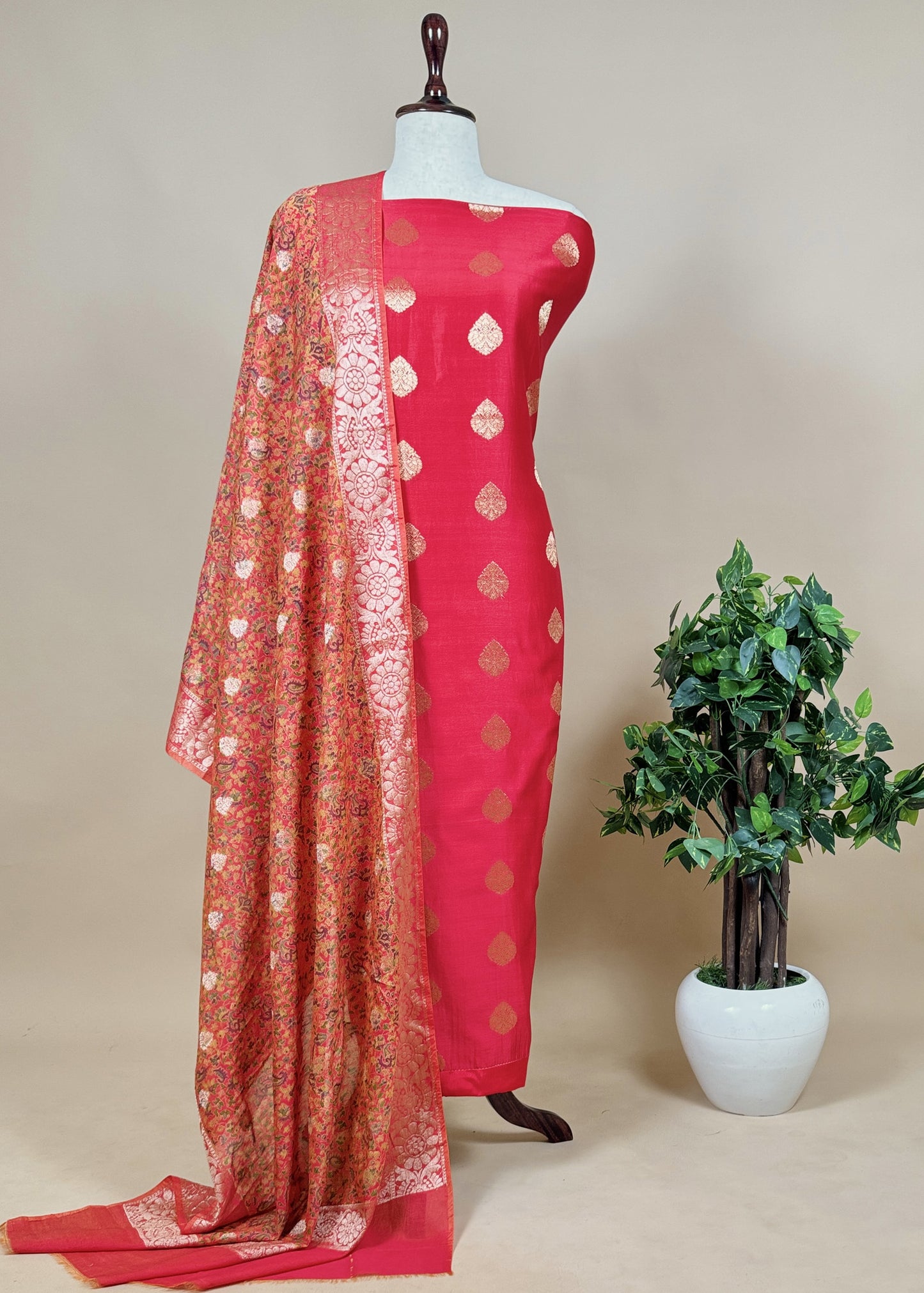 Banarasi Suit With Kalamkari Dupatta