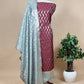 Contrast Dark Green and Pink Banarasi Silk Unstitched Dupatta Suit