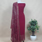 Classy Red Sequin Pure Georgette Unstitched Suit