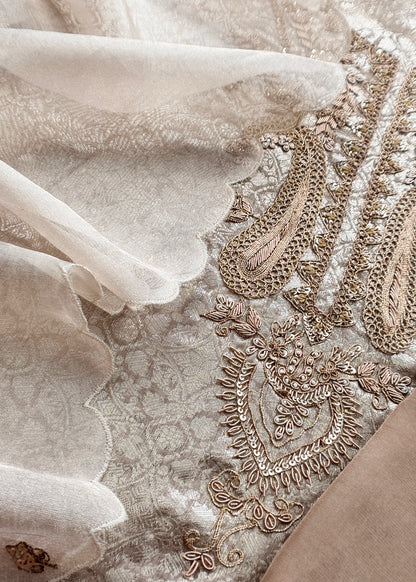 Bridesmaid Edit Brocade Varanasi Tissue Silk Suit Fabric With Handwork