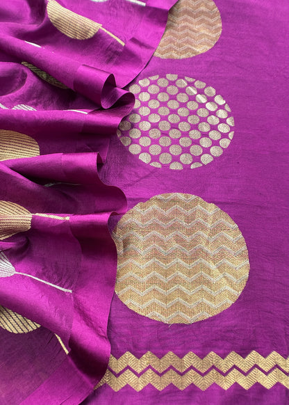 Timeless Purple Handloom Silk Suit With Weaving