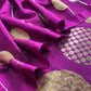 Timeless Purple Handloom Silk Suit With Weaving