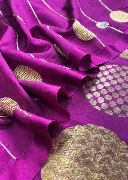 Timeless Purple Handloom Silk Suit With Weaving