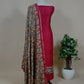 Wine Handloom Maheshwari Silk Unstitched Suit With Kalamkari Dupatta