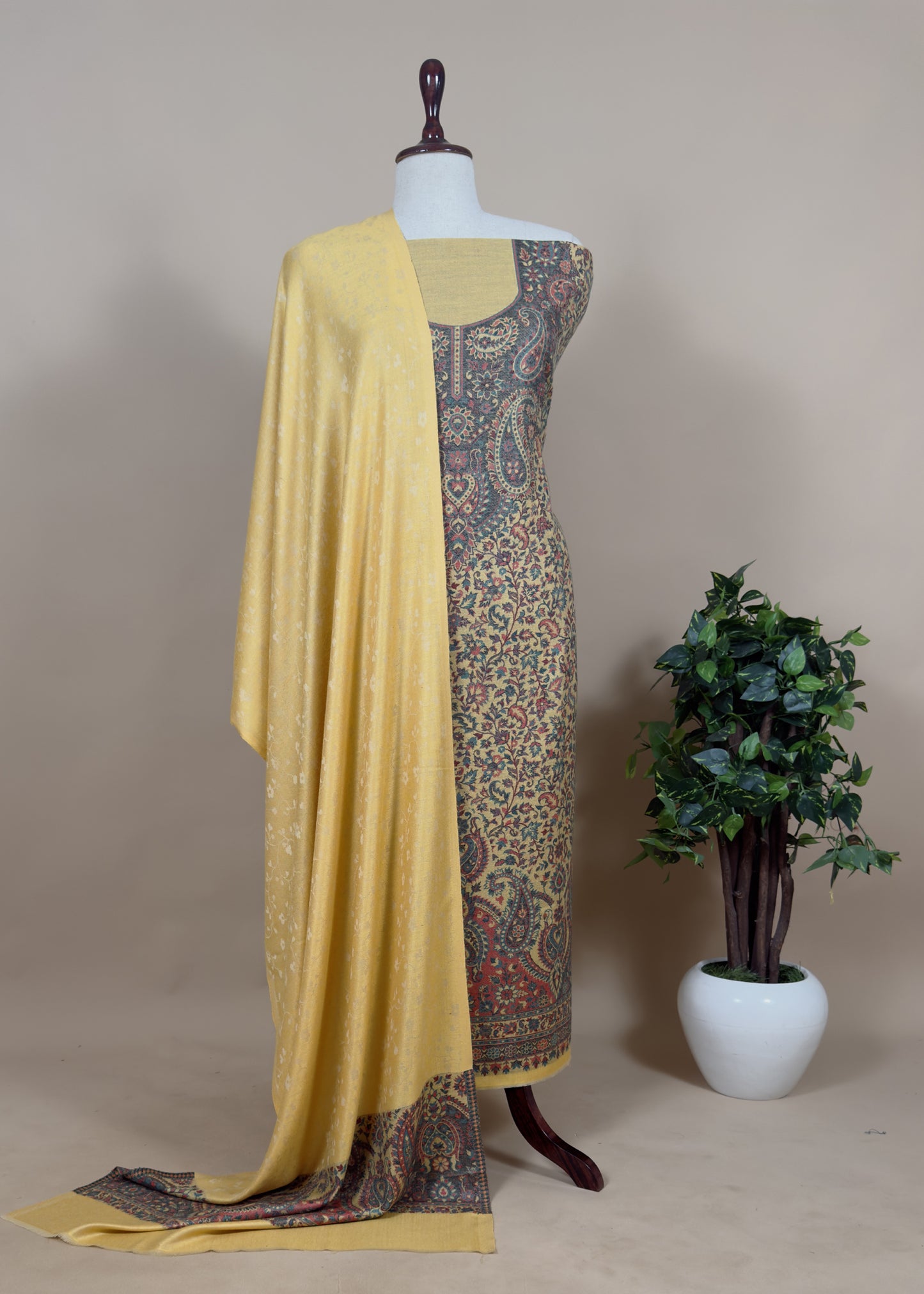 Handloom Pashmina Suit With Kani Zari Weaving