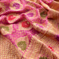 Luxe Taffy Pink Khaddi Georgette Suit Fabric With Mughal Meenakari Weaving