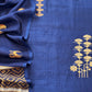 Midnight Blue Handloom Silk Unstitched Suit Fabric With Kadwa Weaving