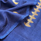 Midnight Blue Handloom Silk Unstitched Suit Fabric With Kadwa Weaving