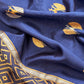 Midnight Blue Handloom Silk Unstitched Suit Fabric With Kadwa Weaving