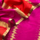 30Kalasheel Luxe Deep Pink Chiniya Silk With Gold Ikkat Weave